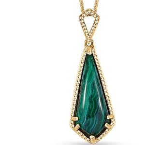 African Malachite Kite Pendant Necklace 18K Vermeil over Sterling Silver – 20”